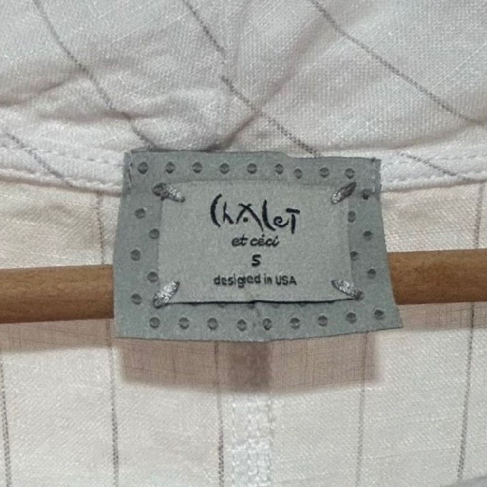 Chalet et Ceci White 100% Linen Coastal Cowlgirl Neck Tunic Dress Made in USA - Picture 5 of 8